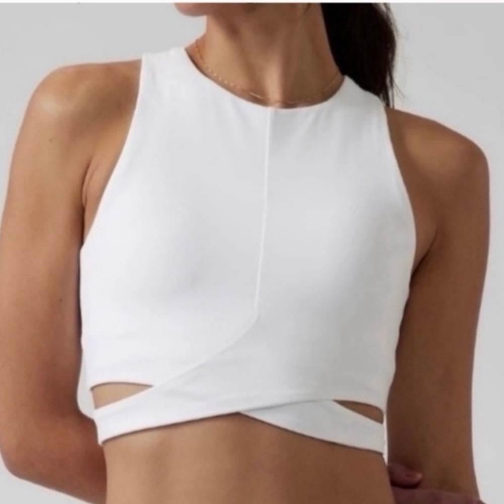 Athleta Conscious Cut Out Crop Tank Top Size XL White